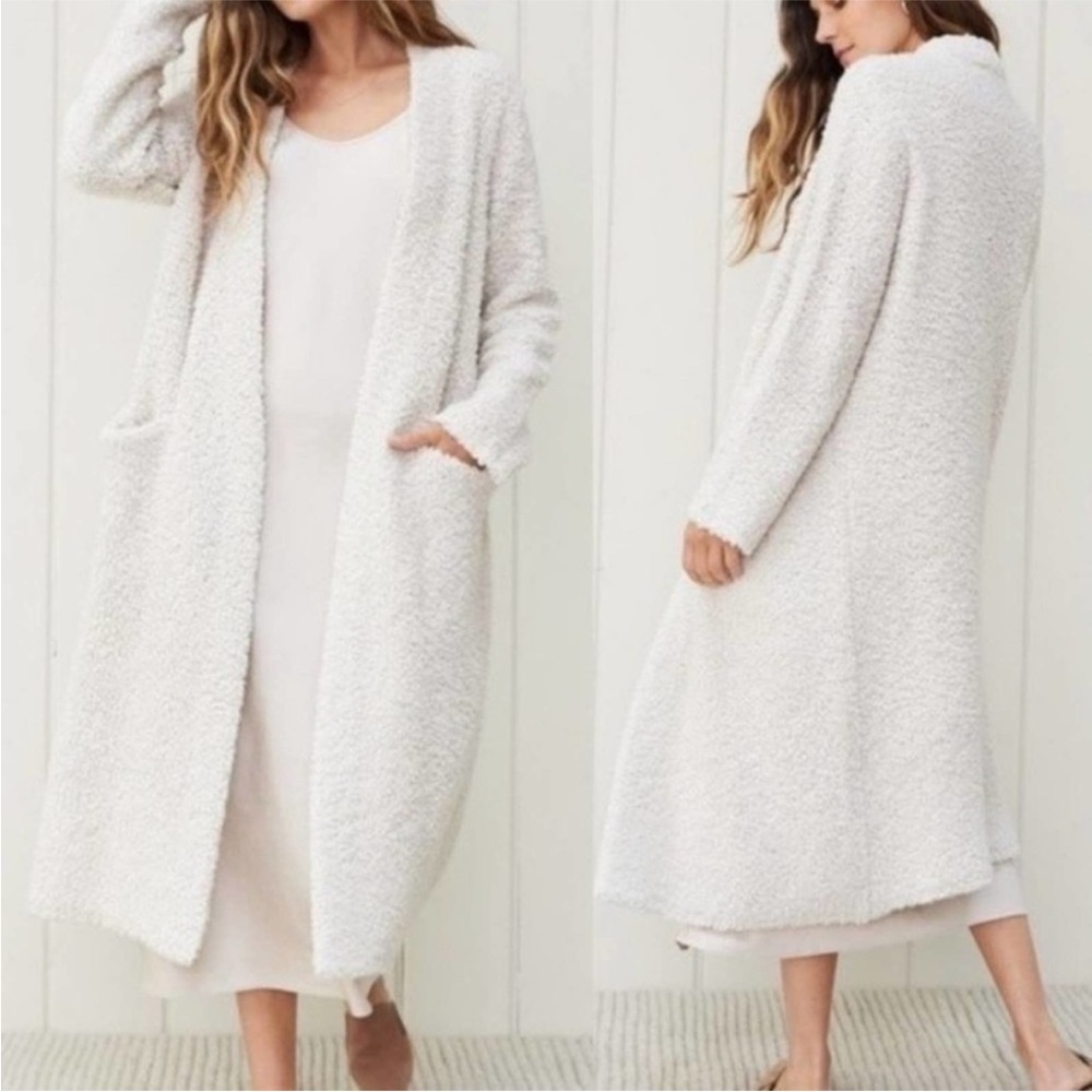 $495 Jenni Kayne Bouclé sweater coat in Ivory, XS